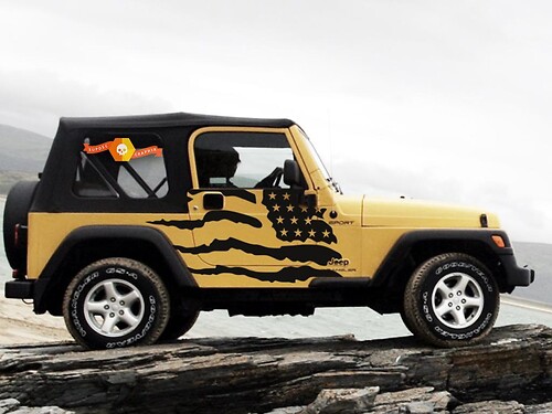 Verwitterter USA-Flaggen-Vinyl-Aufkleber für Jeep Wrangler 1999-2006