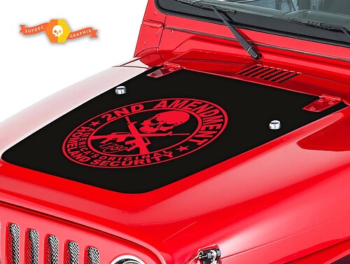 2. Zusatzartikel Schädel & Waffen Hauben Vinyl-Aufkleber für Jeep Wrangler 1999-2006
