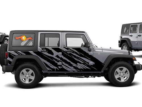 Destroyed Style Seiten-Vinylaufkleber für Jeep Wrangler 2007-2016