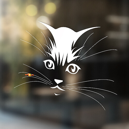 Niedlicher Katzenkopf Universeller Vinyl-Aufkleber