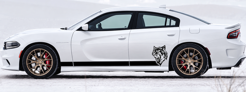 Custom Cat Head Solid Stripe Pair Seitenschweller Vinylaufkleber für Dodge Charger Hellcat 2011-2018