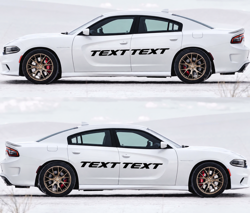 Scat Pack Style TEXT TEXT Lettering Pair — Vinylaufkleber (Seite, Schweller) für Dodge Charger 2011-2018