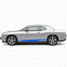 CUSTOM TEXT Triple Slant Rocker Stripe Pair Seitenschweller Vinylaufkleber für Dodge Challenger 2009-2018_2