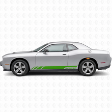 CUSTOM TEXT Triple Slant Rocker Stripe Pair Seitenschweller Vinylaufkleber für Dodge Challenger 2009-2018_3