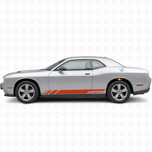 CUSTOM TEXT Triple Slant Rocker Stripe Pair Seitenschweller Vinylaufkleber für Dodge Challenger 2009-2018_4