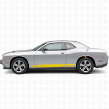 CUSTOM TEXT Triple Slant Rocker Stripe Pair Seitenschweller Vinylaufkleber für Dodge Challenger 2009-2018_5