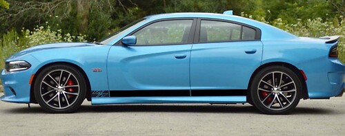Gerade Streifen & R/T-Logo Rocker-Panel Vinyl-Aufkleber für Dodge Charger 2011-2017