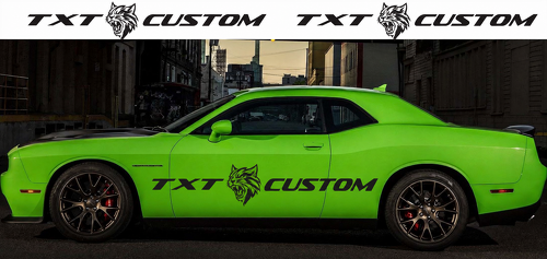 TXT CUSTOM Cat Graphic — Vinyl-Aufkleber (Seite) für Dodge Challenger SRT, Hellcat 2009-2018