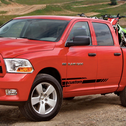 benutzerdefiniertes Twin Door Stripe Paar Tür Vinyl Aufkleber für Dodge Ram 1500 2009-2017