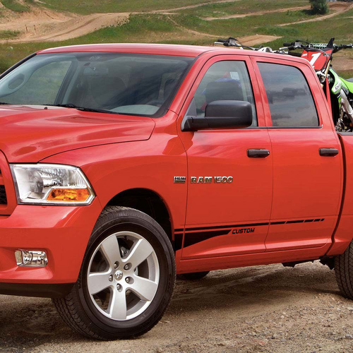Dodge Ram mk4 2009–2017 1500 seitlicher Grafikstreifen-Aufkleber, Stil 6
