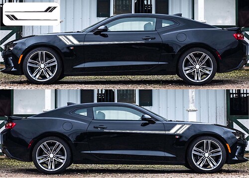 2x Chevy Camaro Hockey 2016–2018 seitliche Vinyl-Aufkleber, Grafiken, Rallye-Streifen
