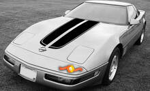 Doppeltes Racing-Motorhauben-Streifen Vinyl-Aufkleber-Set für Chevrolet Corvette C4 1984-1996_2