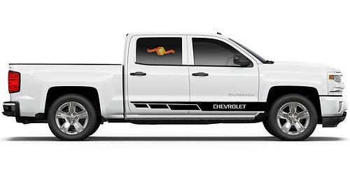 Chevrolet Silverado mk3 Seitenstreifen-Grafik-Aufkleber, Aufkleber, Türverkleidung, Aufkleber, schwarzes Vinyl
