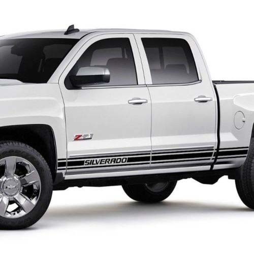 Chevrolet Silverado mk3 Seitenstreifen-Grafik-Aufkleber, Aufkleber für Türverkleidung, Aufkleber aus schwarzem Vinyl
