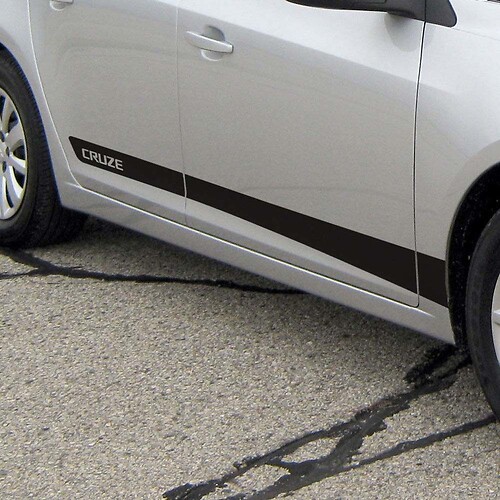 Chevrolet Cruze Seitenstreifen-Grafikaufkleber, Aufkleber für Türverkleidung, schwarzer Vinylaufkleber
