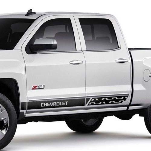 Chevrolet Silverado mk3 Seitenstreifen-Grafik-Aufkleber, Aufkleber für Türverkleidung, Aufkleber aus schwarzem Vinyl
