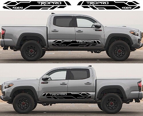 2X Toyota Tacoma 2016- 2020 Trd Pro Seitenschweller Vinyl-Aufkleber Grafiken Rallye-Aufkleber-Kit