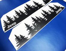 Jeep Tree Forest gestanzter Vinyl-Türaufkleber PNW Kiefern Woods Silhouette Grafik Pkw-LKW-Karosserie 2