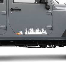 Jeep Tree Forest gestanzter Vinyl-Türaufkleber PNW Kiefern Woods Silhouette Grafik Pkw-LKW-Karosserie 2
