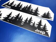 Jeep Tree Forest gestanzter Vinyl-Türaufkleber PNW Kiefern Woods Silhouette Grafik Pkw-LKW-Karosserie 3