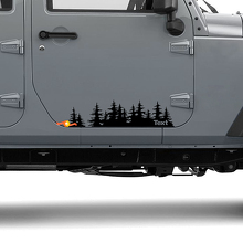 Jeep Tree Forest gestanzter Vinyl-Türaufkleber PNW Kiefern Woods Silhouette Grafik Pkw-LKW-Karosserie 3