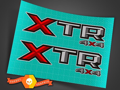 Set mit 2 x 2018 Ford F-150, F-250 XTR 4X4 Vinyl-Aufkleber für Pickup-Trucks am Krankenbett