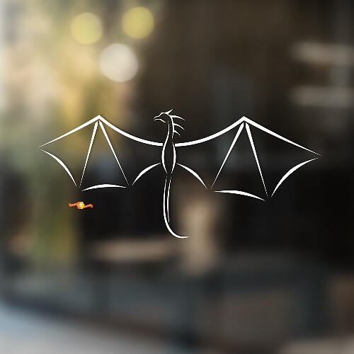Flying Dragon Umriss Minimalistischer Stil Universeller Vinylaufkleber Sticker