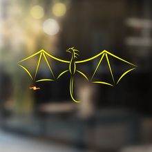 Flying Dragon Umriss Minimalistischer Stil Universeller Vinylaufkleber Sticker_3