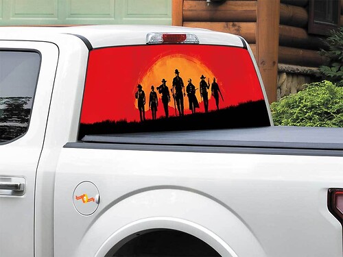 Red Dead Redemption 2 Heckscheiben- oder Heckklappen-Vinylaufkleber für Trucks