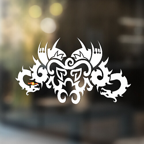 Zwei Drachen Abstraktes Ornament Universeller Vinylaufkleber_1