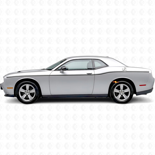 Zwillingsstreifen mit variierender Breite Seitenaufkleber Vinyl für Dodge Challenger