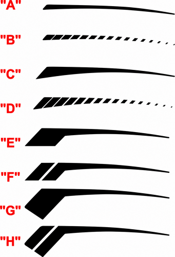 Tapered Strobe Accent Stripe Pair Hinterer Kotflügel Vinylaufkleber für Chevrolet Camaro 2016-2024