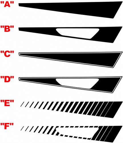 Vent Cutout Spear Stripe Pair Motorhaube Vinylaufkleber für Chevrolet Camaro 2016-2024
