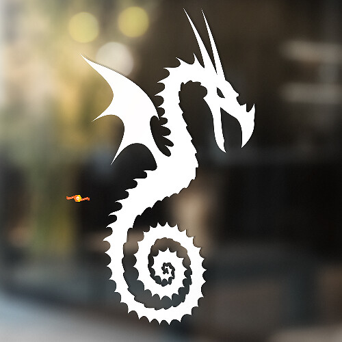 Drache mit spiralförmig gewickeltem Schwanz Universeller Vinyl-Aufkleber