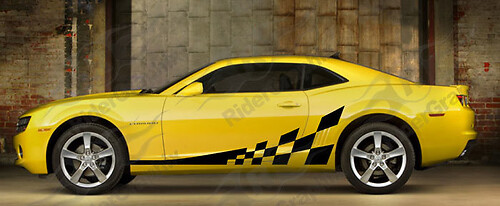 2010–2015 Camaro Side Accent Checker Flag Stripe Kit Vinyl Aufkleber Aufkleber
