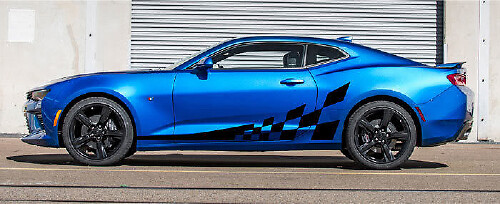 Ab 2016 Camaro Side Accent Checker Flag Stripe Kit Vinyl Aufkleber Aufkleber
