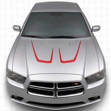 Twin Cambered Motorhauben-Streifen Vinyl-Aufkleber-Set für Dodge Charger 2011-2014_3