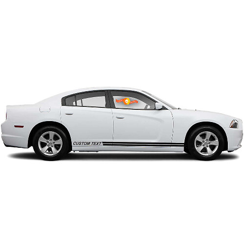 Benutzerdefinierter Text mit doppelten Seitenstreifen-Vinylaufkleber für Dodge Charger 2011-2014