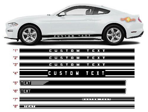 Kundenspezifischer Vinyl-Aufkleber Satz für Seitenschweller-Streifen für Musclecar Mustang 2005-2020