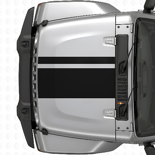 Vinyl-Aufkleber mit zwei verschiedenen Breiten für die Haubenstreifen des Jeep Wrangler 2007+_1