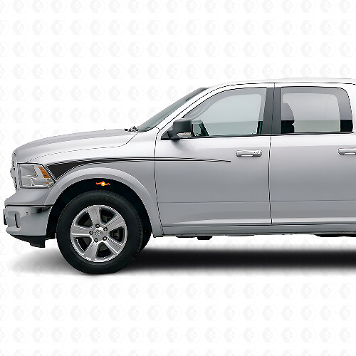 Umriss-Streifen Frontkotflügel & Tür Vinyl-Aufkleber-Set für Dodge Ram 2009+_1