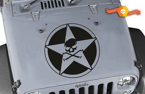Totenkopf- und Knochen-Stern Motorhauben-Vinyl-Aufkleber für Jeep Wrangler