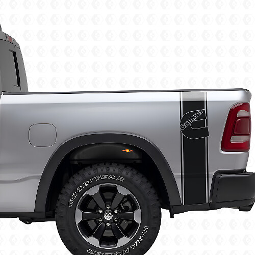 Individuelles C-förmiges Vinyl-Aufkleber-Set für hintere Seitenstreifen für Dodge Trucks