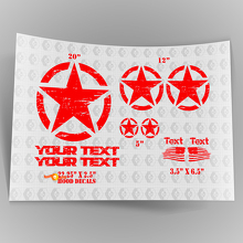 Jeep Wrangler Oscar Mike-Stil militärisches Distressed-Stern-Aufkleber-Set + Motorhaubenaufkleber
 3