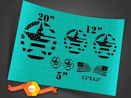 Military Stars im USA-Flaggenstil Komplettkit Vinyl-Aufkleber