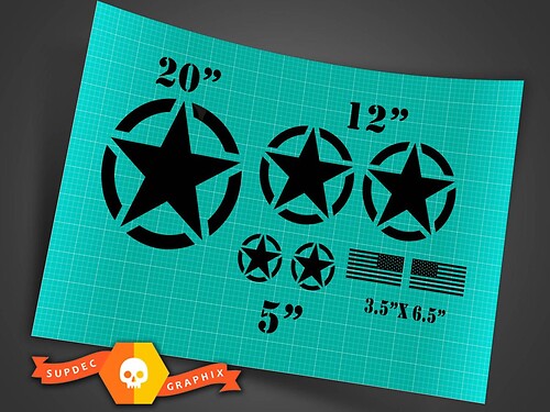 Militärsterne USA Flagge Universeller Vinylaufkleber