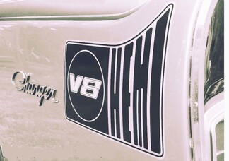 Hemi v8 Aufkleber Vintage-Viertelverkleidungsdesign Der Chrysler Valiant Charger Ram Mopar Hellcat Cuda Srt8
