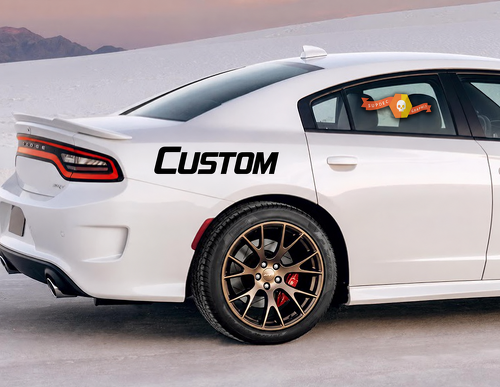 CUSTOM Italic Wordmark Pair Seite Hinterer Kotflügel Vinylaufkleber für Dodge Charger Hellcat
