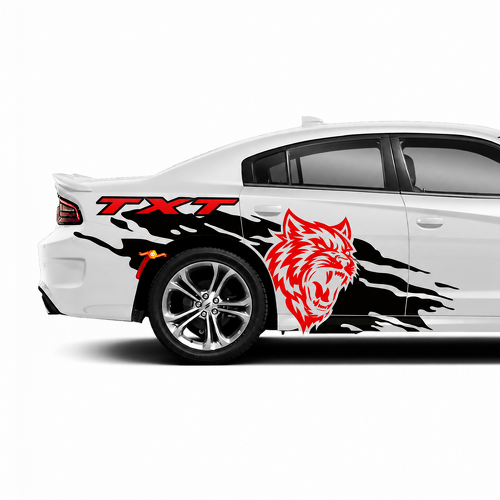 TXT Custom Cat Head Splash Pair Seite Hinterer Kotflügel Vinylaufkleber für Dodge Charger SRT, Hellcat