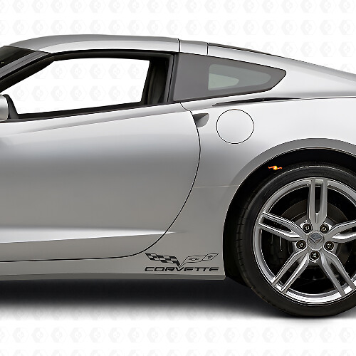 Corvette-Flaggen-Logo Rocker Panel Vinyl-Aufklebersatz für Chevy Corvette Z06 C6-7 2005-18